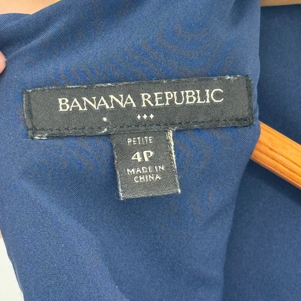 Banana Republic Women‎ Blue Linen Blend Wide Leg Sleeveless Jumpsuit Petite 4P